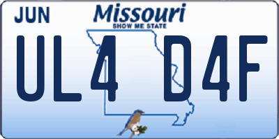 MO license plate UL4D4F