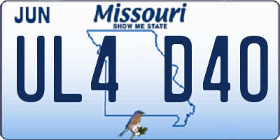 MO license plate UL4D4O