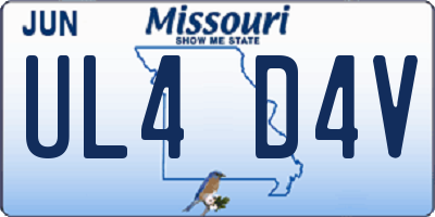 MO license plate UL4D4V
