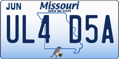 MO license plate UL4D5A
