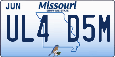 MO license plate UL4D5M