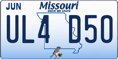 MO license plate UL4D5O