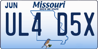 MO license plate UL4D5X