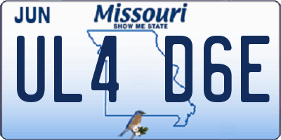 MO license plate UL4D6E