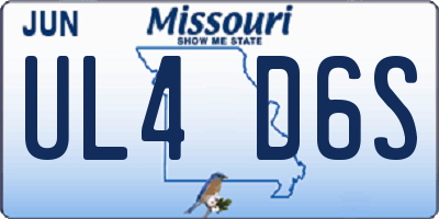MO license plate UL4D6S