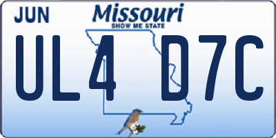 MO license plate UL4D7C