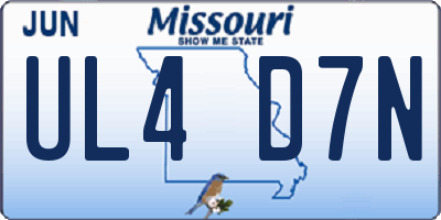 MO license plate UL4D7N