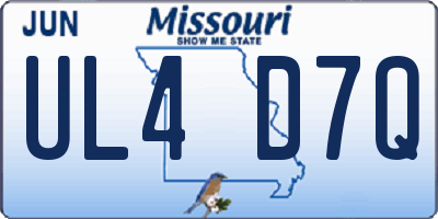 MO license plate UL4D7Q