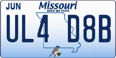 MO license plate UL4D8B