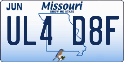 MO license plate UL4D8F