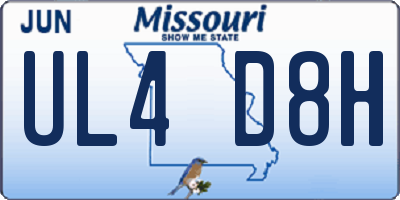 MO license plate UL4D8H