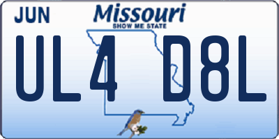 MO license plate UL4D8L