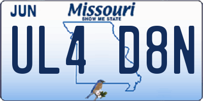MO license plate UL4D8N