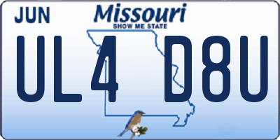 MO license plate UL4D8U