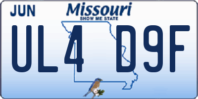 MO license plate UL4D9F