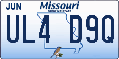 MO license plate UL4D9Q