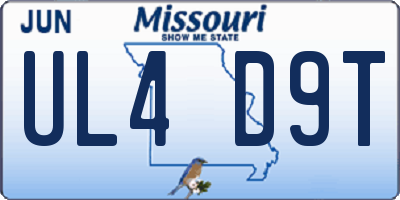 MO license plate UL4D9T