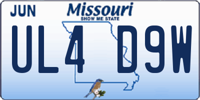 MO license plate UL4D9W