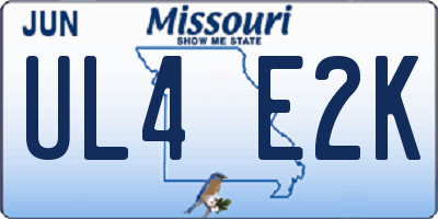 MO license plate UL4E2K