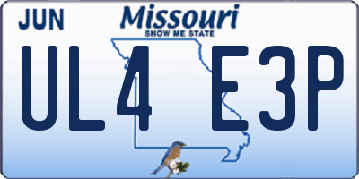 MO license plate UL4E3P