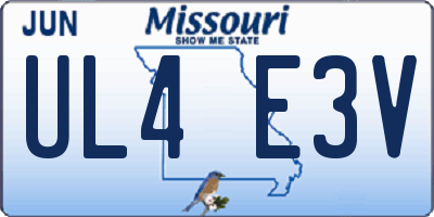 MO license plate UL4E3V