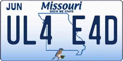 MO license plate UL4E4D
