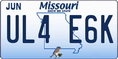 MO license plate UL4E6K