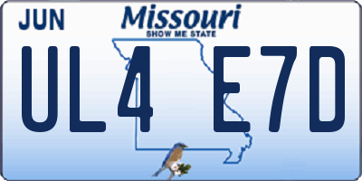 MO license plate UL4E7D