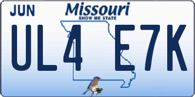 MO license plate UL4E7K