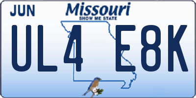 MO license plate UL4E8K