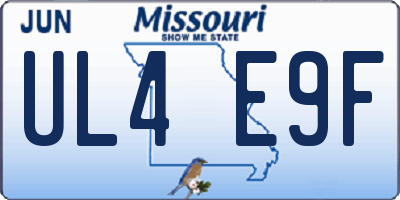MO license plate UL4E9F