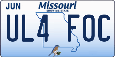MO license plate UL4F0C