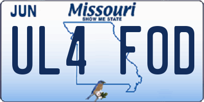 MO license plate UL4F0D