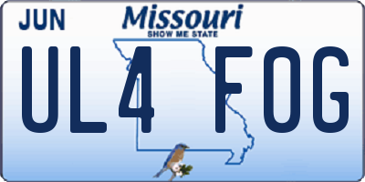 MO license plate UL4F0G