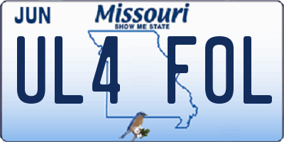 MO license plate UL4F0L