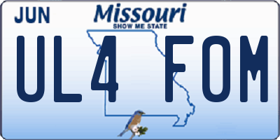 MO license plate UL4F0M