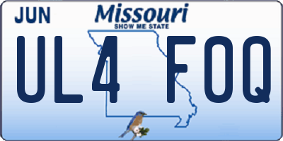 MO license plate UL4F0Q