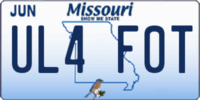 MO license plate UL4F0T