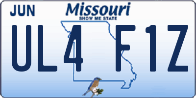 MO license plate UL4F1Z