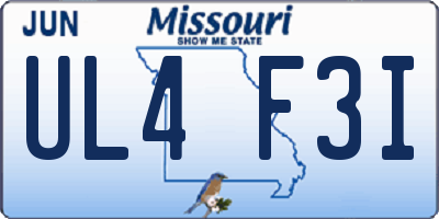 MO license plate UL4F3I