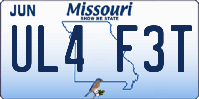 MO license plate UL4F3T