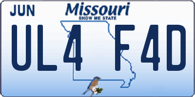 MO license plate UL4F4D