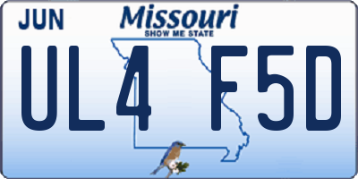 MO license plate UL4F5D