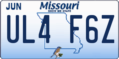 MO license plate UL4F6Z