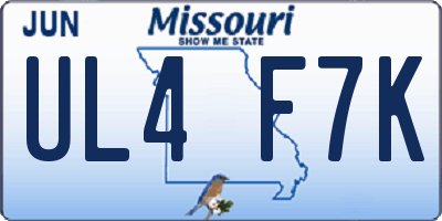 MO license plate UL4F7K