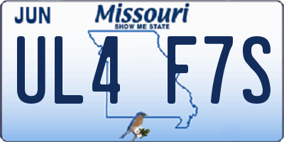MO license plate UL4F7S