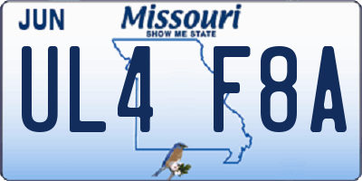 MO license plate UL4F8A