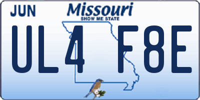 MO license plate UL4F8E