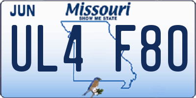 MO license plate UL4F8O