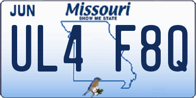 MO license plate UL4F8Q